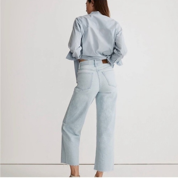 MADEWELL The Perfect Vintage Wide Leg Crop Jeans Women's SZ 29 Blue Light Wash - Picture 4 of 17